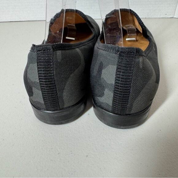 Duke + Dexter Black Camo Canvas Loafers Size 7 Handmade in England Slip-On Shoes